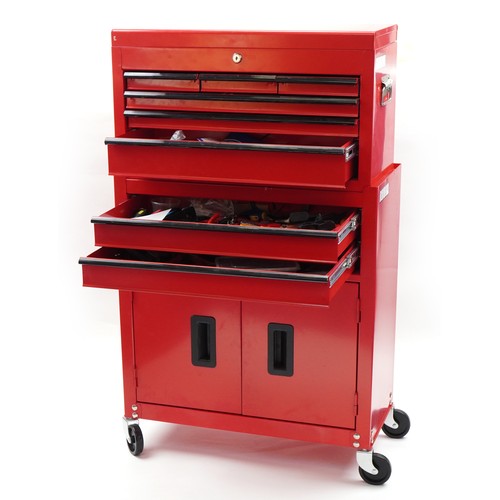 1702 - Large collection of model making precision tools housed in a portable metal tool cabinet, 103cm H x ... 