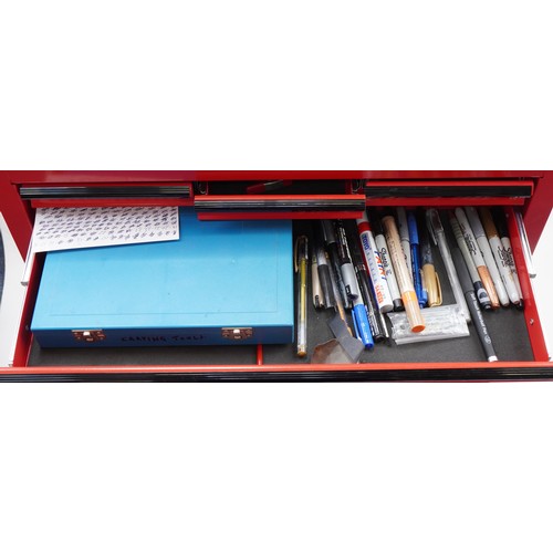 1702 - Large collection of model making precision tools housed in a portable metal tool cabinet, 103cm H x ... 