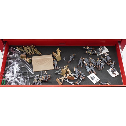 1702 - Large collection of model making precision tools housed in a portable metal tool cabinet, 103cm H x ... 