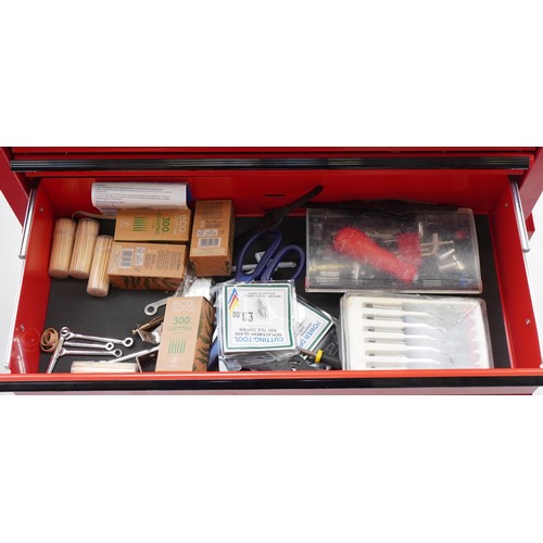 1702 - Large collection of model making precision tools housed in a portable metal tool cabinet, 103cm H x ... 