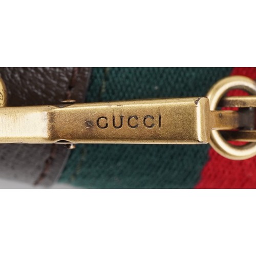 1211A - Gucci, brown leather shoulder bag with love heart and arrow  set with colourful stones, 20.5cm wide