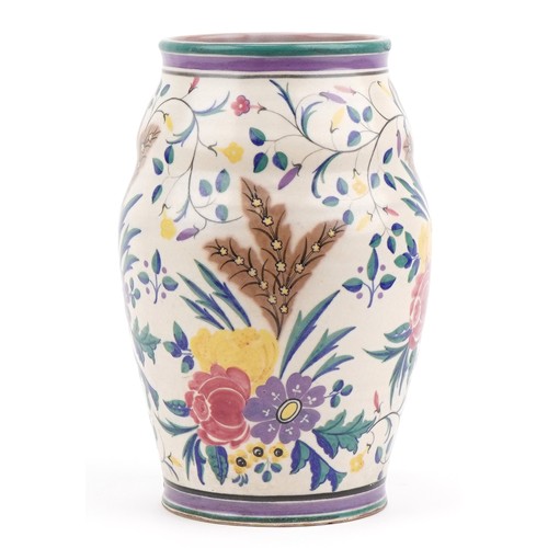 Large Carter Stabler & Adams Poole pottery vase hand painted with an abstract floral design, 36cm high