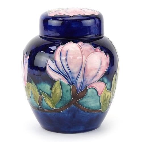 6 - Moorcroft pottery Magnolia ginger jar and cover hand painted with flowers, impressed Moorcroft and s... 