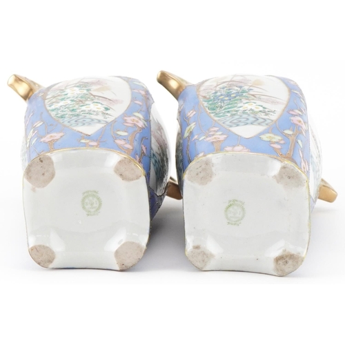 22 - Pair of aesthetic Japanese Noritake porcelain vases hand painted and gilded with flowers, and foliag... 