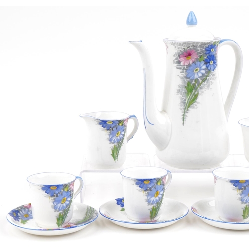 24 - Shelley floral porcelain teaware retailed by Lawleys Regent Street London, the coffee pot 23cm high