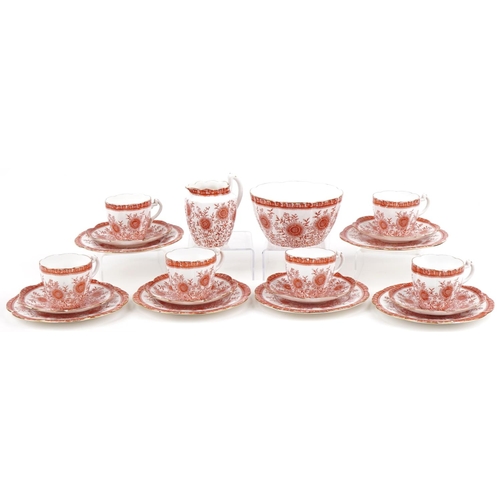 Wileman Foley Shelley aesthetic porcelain tea set decorated with flowers, the largest piece 18cm in diameter