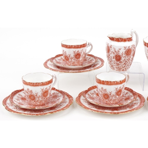 19 - Wileman Foley Shelley aesthetic porcelain tea set decorated with flowers, the largest piece 18cm in ... 