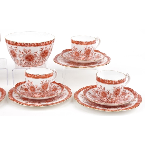 19 - Wileman Foley Shelley aesthetic porcelain tea set decorated with flowers, the largest piece 18cm in ... 