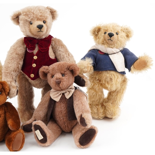 615 - Five Deans Rag Book limited edition collectable teddy bears, some with certificates, comprising Bert... 