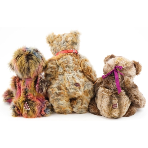 618 - Three large Charlie Bears collectable teddy bears comprising Bardot, Rainbow and Tony, the largest 5... 