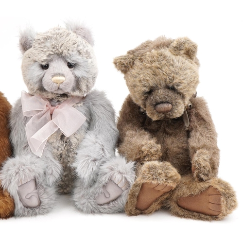 619 - Five large Charlie Bears collectable teddy bears with jointed limbs comprising Chestnut, Mark, Ross,... 