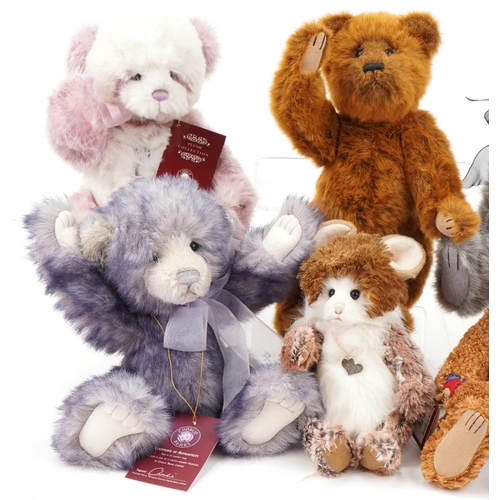 617 - Seven Charlie Bears collectable teddy bears with jointed limbs comprising Kay, Harry, Chatterbox, Ca... 