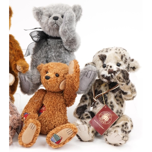 617 - Seven Charlie Bears collectable teddy bears with jointed limbs comprising Kay, Harry, Chatterbox, Ca... 