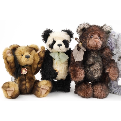 626 - Five large Charlie Bears collectable teddy bears with jointed limbs comprising Abigail, Chi Chi, Whi... 