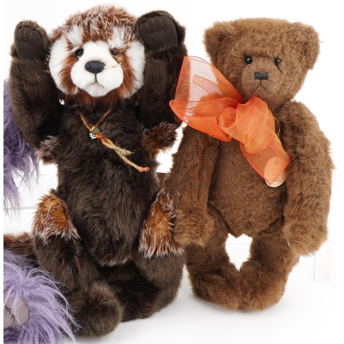 625 - Three large Charlie Bears collectable teddy bears with jointed limbs comprising Roxie, Charlie Year ... 