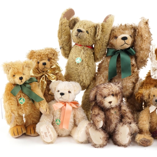 622 - Ten Hermann collectable teddy bears with jointed limbs including Classic Birthday Bear, Lucky Boy 02... 