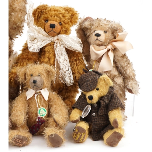 622 - Ten Hermann collectable teddy bears with jointed limbs including Classic Birthday Bear, Lucky Boy 02... 