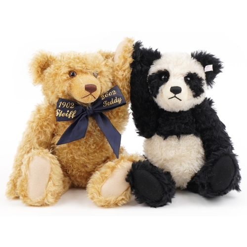 623 - Two Steiff teddy bears with jointed limbs, growlers, boxes and certificates, comprising Panda Bear 6... 