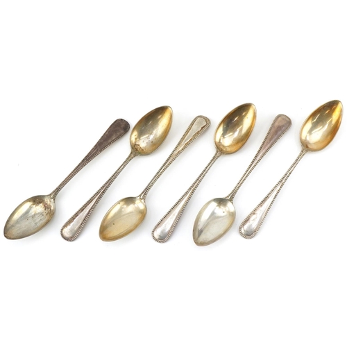 2444 - Set of six German silver teaspoons, each 11.5cm in length, total 82.2g