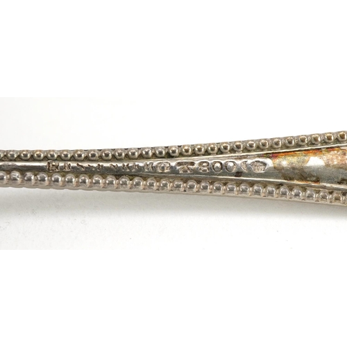 2444 - Set of six German silver teaspoons, each 11.5cm in length, total 82.2g