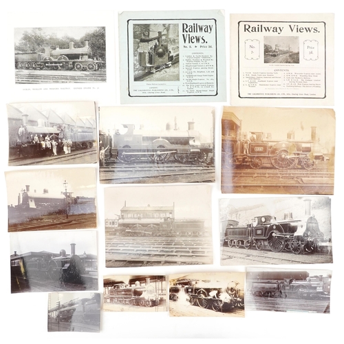 1316 - Railway postcards album with black and white photograph examples of trains including The Black Princ... 