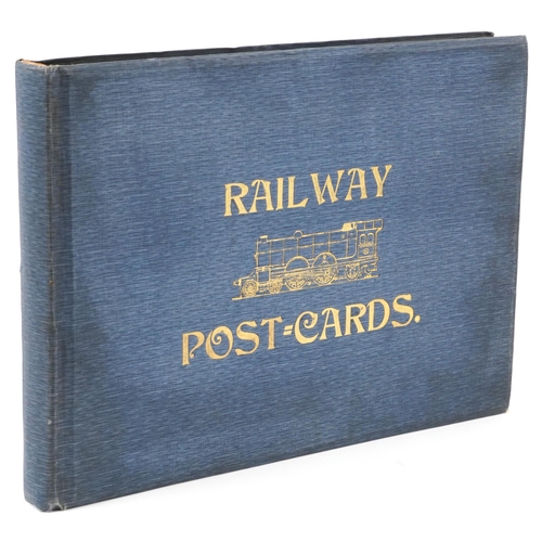 1316 - Railway postcards album with black and white photograph examples of trains including The Black Princ... 