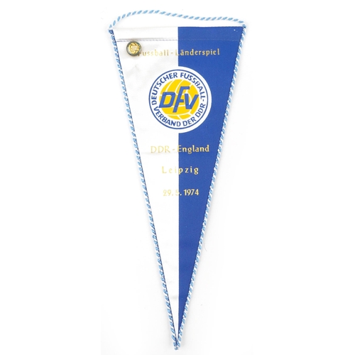 1432 - Seven football interest German match pennants including Bayern Munich and Lokomotive Leipzig and pin... 