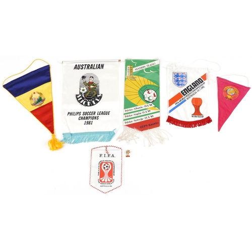 1427 - Six football interest Coca Cola Cup pennants including England, Australia, Poland, Italia '90 and Ru... 