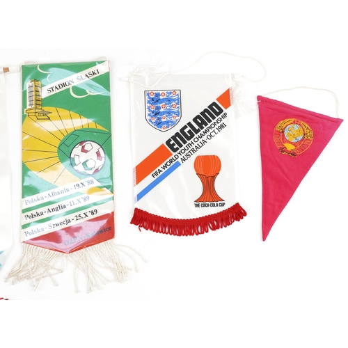 1427 - Six football interest Coca Cola Cup pennants including England, Australia, Poland, Italia '90 and Ru... 