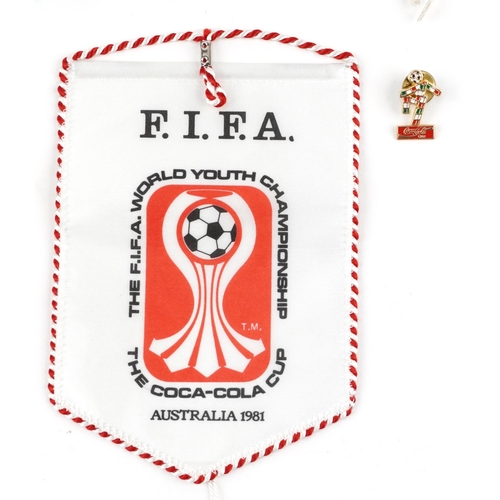 1427 - Six football interest Coca Cola Cup pennants including England, Australia, Poland, Italia '90 and Ru... 