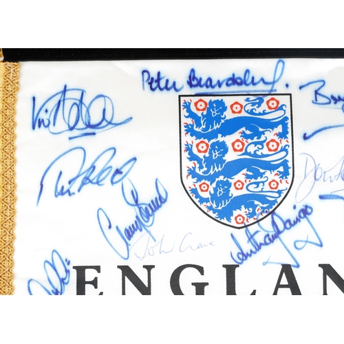 1426A - England European Football Championship Germany 1988 pennant with ink signatures including Bobby Robs... 