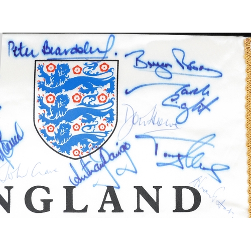 1426A - England European Football Championship Germany 1988 pennant with ink signatures including Bobby Robs... 