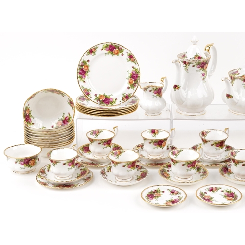 1062 - Royal Albert Old Country Roses tea/coffee and dinnerware including teapot, coffee pot, trios and din... 