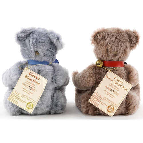 628 - Two Hermann limited edition collectable teddy bears with jointed limbs and certificates, Classic Blu... 