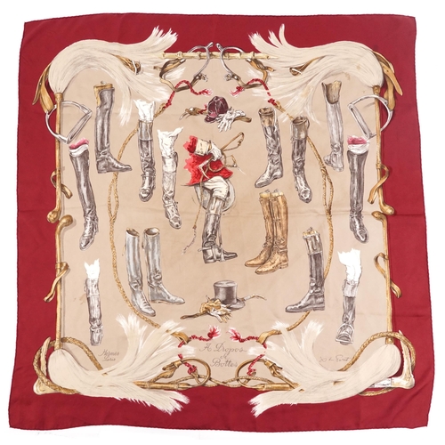 408 - Four ladies silk scarves including Hermes and Banvard & James, the largest 89cm x 86cm