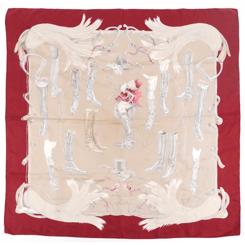 408 - Four ladies silk scarves including Hermes and Banvard & James, the largest 89cm x 86cm