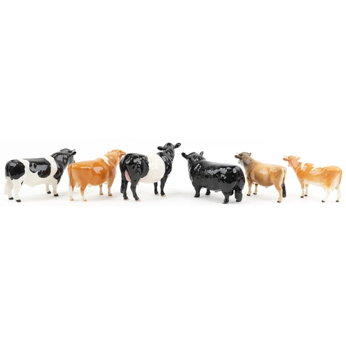 1052 - Six Beswick cows including Champion Coddington Hilt Bar, Champion Dunsley Coy Boy and Champion Sabri... 