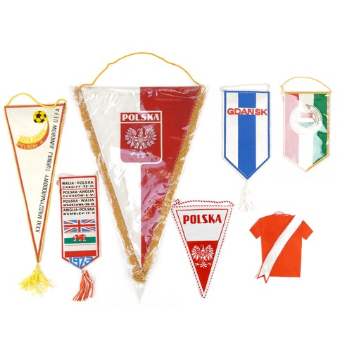 1433 - Seven Football interest Polish and Hungarian match pennants for 1973 including the XXI Under 21 UEFA... 