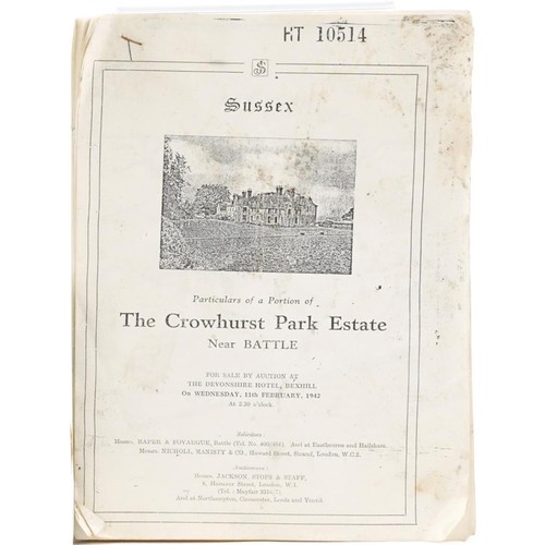 685 - Nine Edwardian coloured folding maps of Sussex farms from The Crowhurst Park Estate near Battle, Eas... 