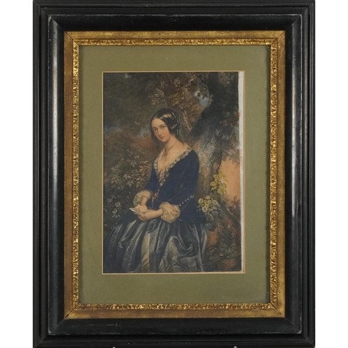 Baxter -  Young maiden, Victorian print, London published, mounted, framed and glazed, 37cm x 30cm