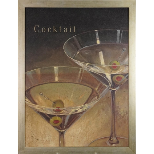 54 - Marco Fabiano - 'Cocktail' oil on board in contemporary gilt frame, 78cm x 58cm