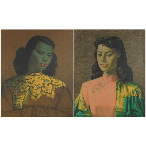 Tretchikoff - Miss Wong and Chinese Girl pair of coloured prints in contemporary frames, each 50cm x 60cm