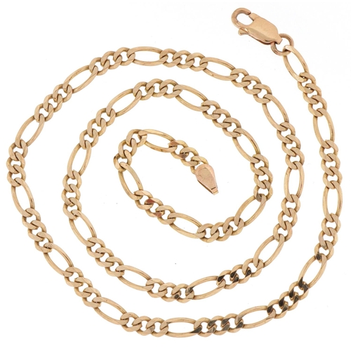 9ct gold Figaro link necklace, 42cm in length, 10.3g
