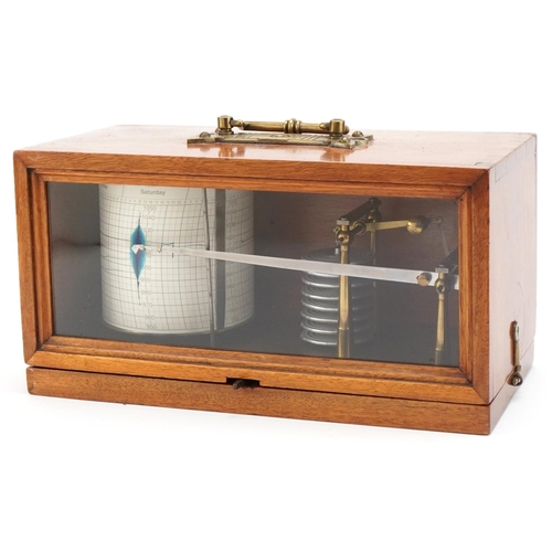 Mahogany cased barograph with seven rings, 28cm wide zzz check wood