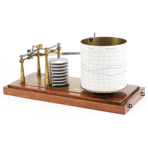 84 - Mahogany cased barograph with eight day movement, 28cm wide