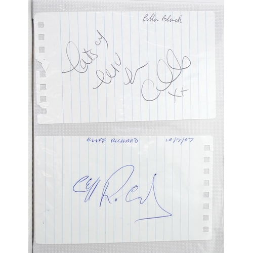 1320 - Album of approximately ninety autographs on single sheets including musical stars Cilla black, Mick ... 