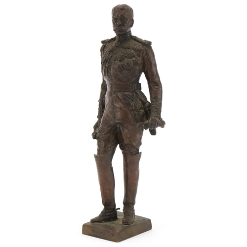 March bronze sculpture of Kaiser Wilhelm in full dress? zzz, Elkington & Co 1940 and March S C to the base, 25cm high
