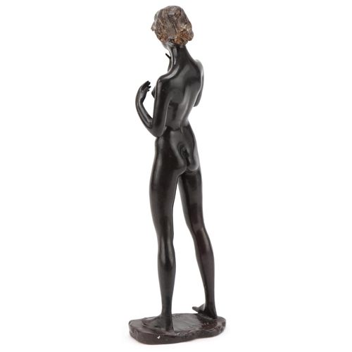 42 - Erwin Schinzel, bronze study of a nude female, signature and dated to the base, 38cm high