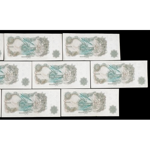 1293 - Ten Bank of England one pound banknotes with consecutive numbers, Chief Cashier J S Fforde