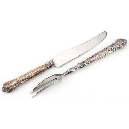 2457 - Set of six sterling silver handled cake forks, butter knives and bread knife, each with fitted case,... 